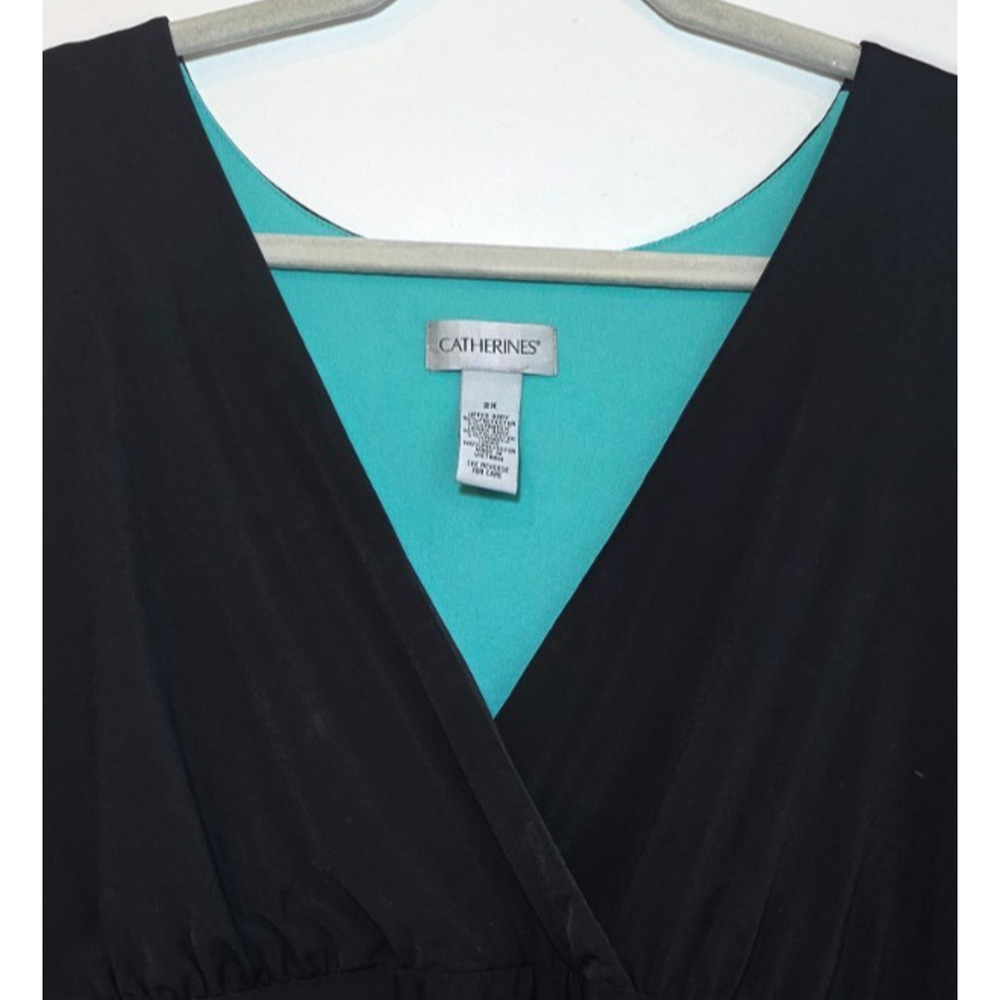 Catherines Dress Womens 2X Maxi Blue Stripe Sleeveless V Neck Jersey Stretch - Picture 7 of 7